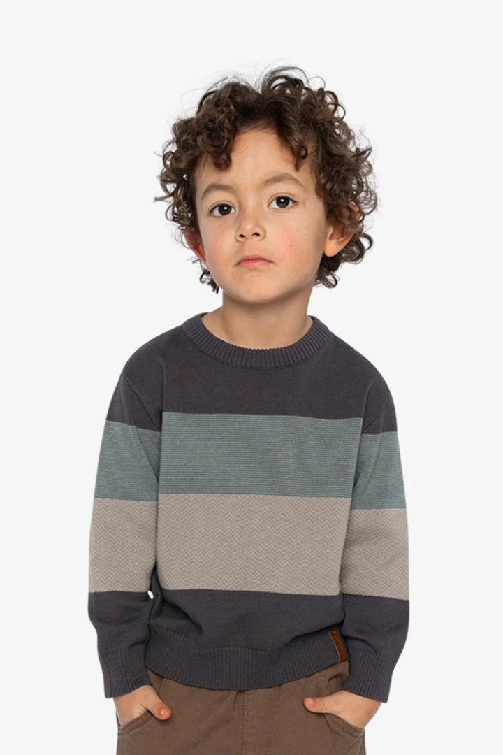 Deux Par Deux Knit Sweater Black And Beige