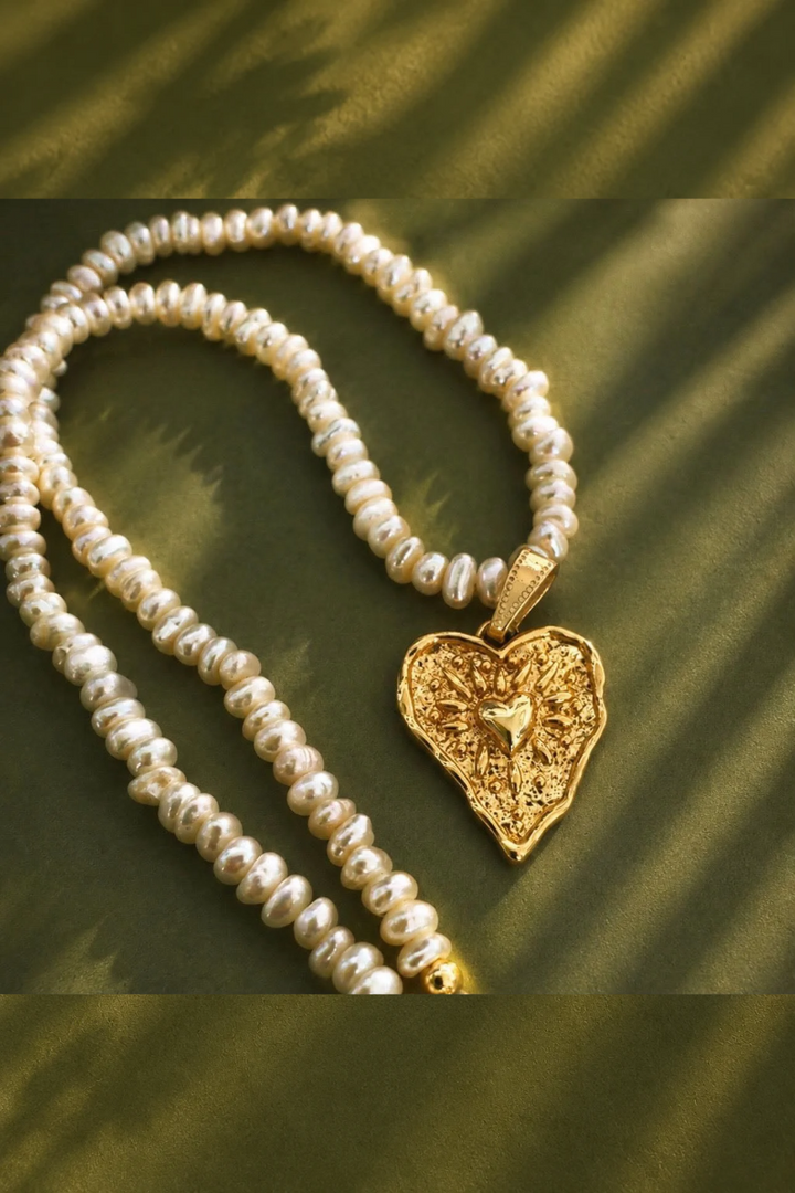 DBL Designs F*CK Being Perfect Heart Pearl Necklace