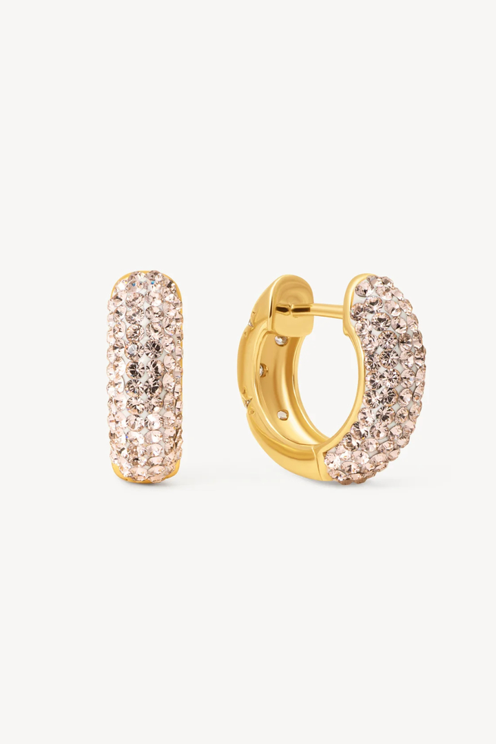 Champagne Starburst Sparkle Reversible Hoop Earrings