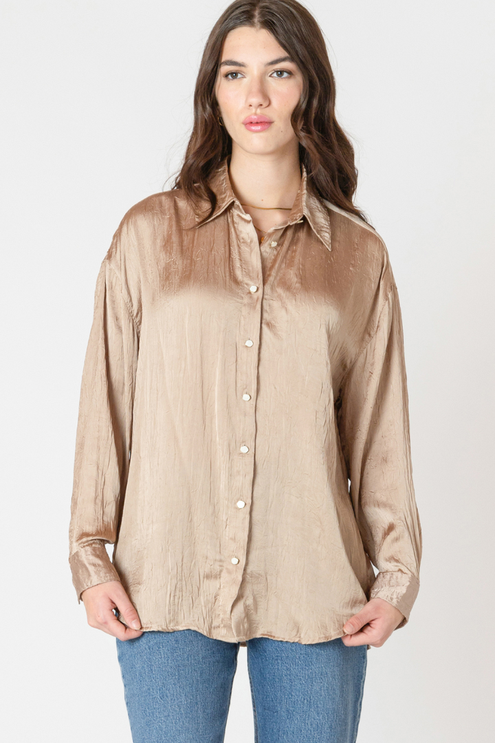 Solène Crinkle Effect Satin Blouse