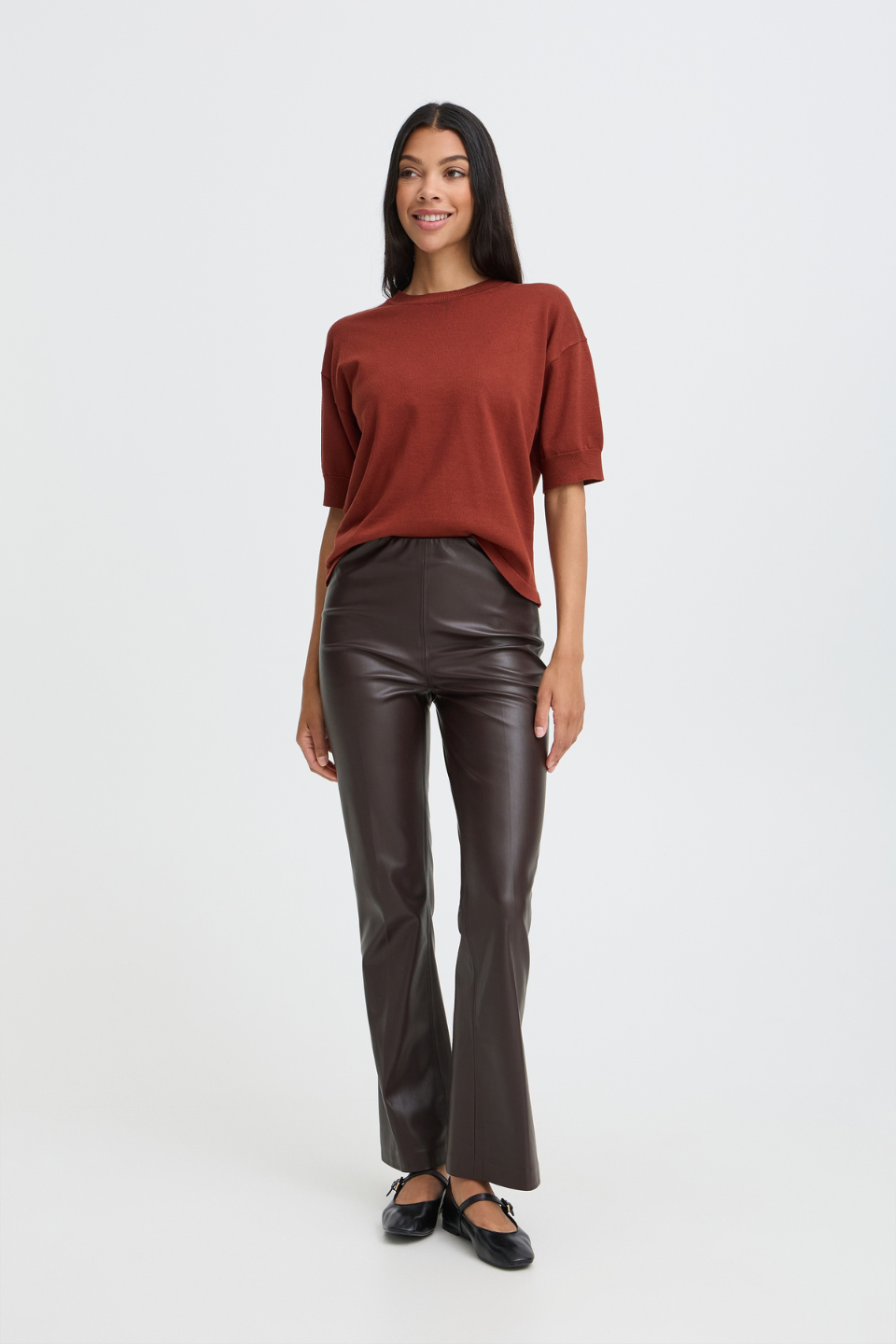 b.young Daja Coated Flare Trousers