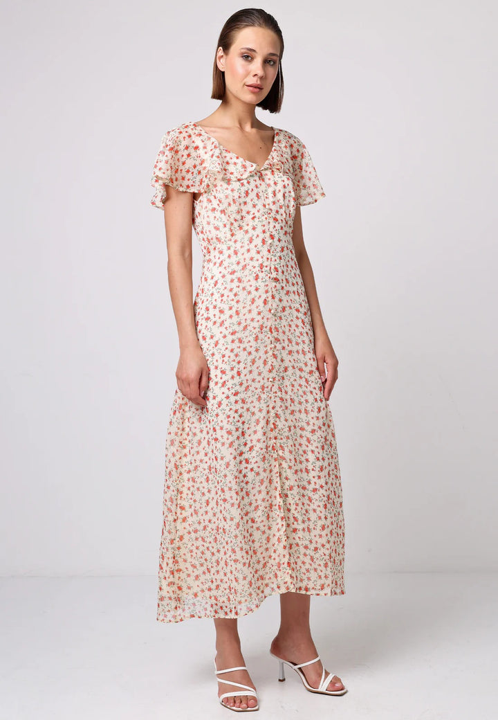 Flutter Sleeve Button Dress