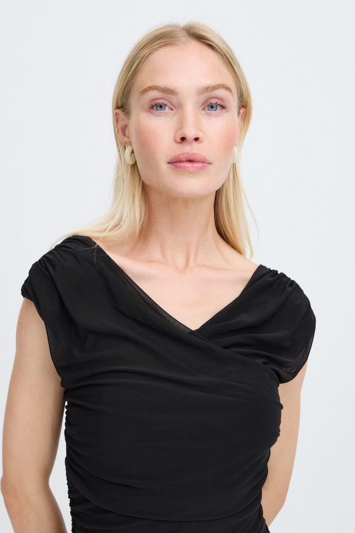 b.young Toa Ruched Mesh Maxi Dress