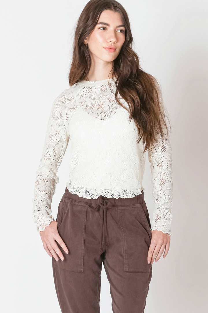 Liora Exposed Seam Lace Top