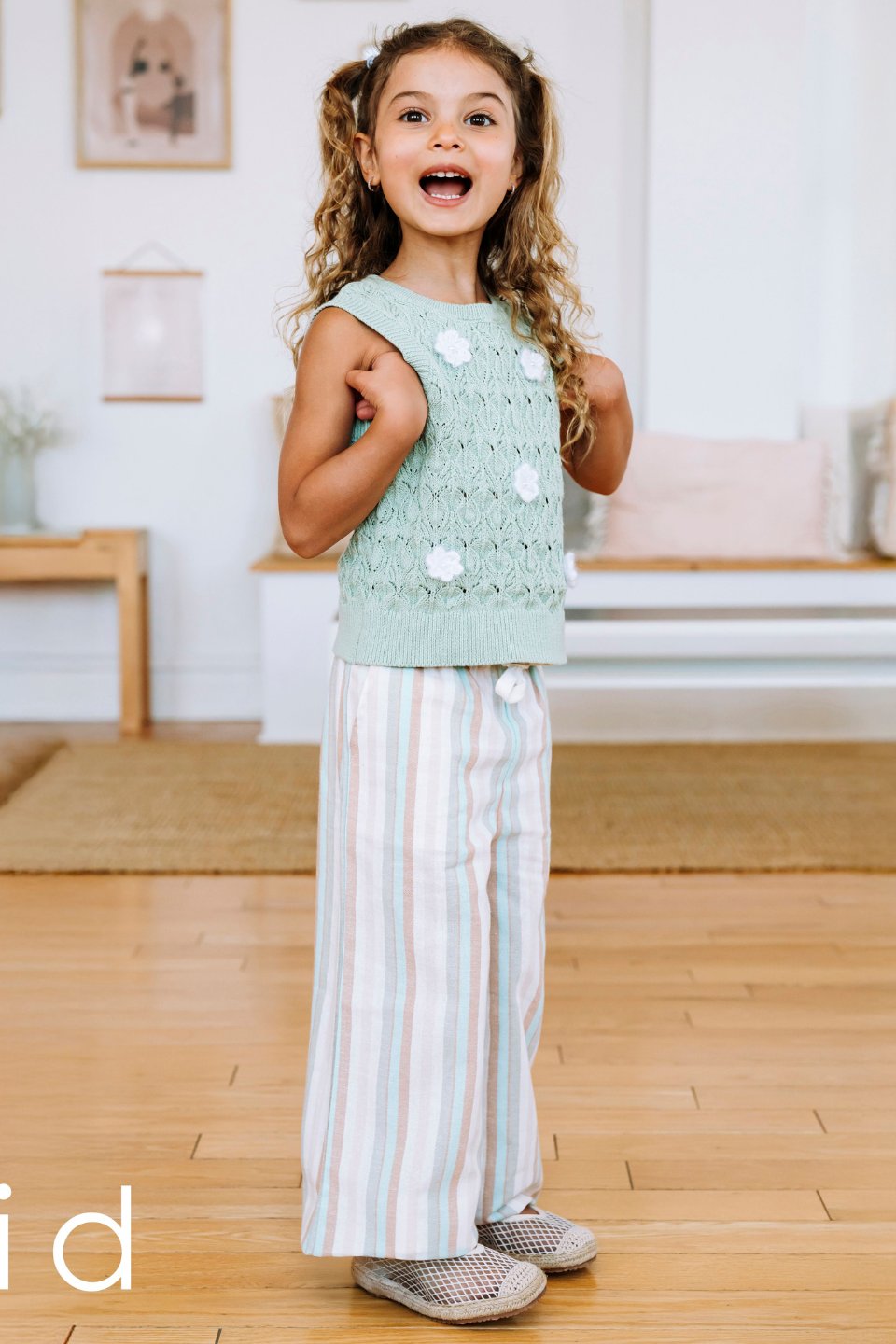 Girls’ Wide-Leg Stripe Pants with Tie Waist - Hot Peppers Clothing