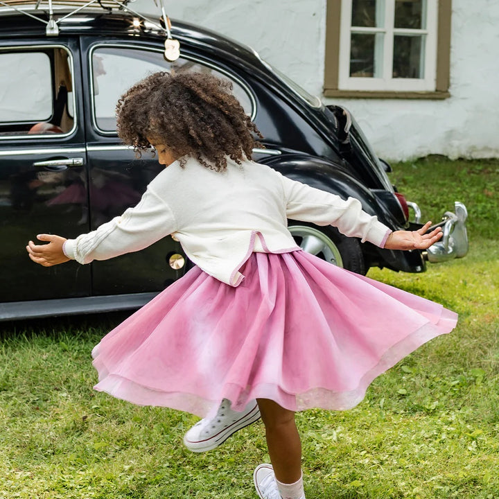 Ash Pink Honeycomb And Tulle Dress