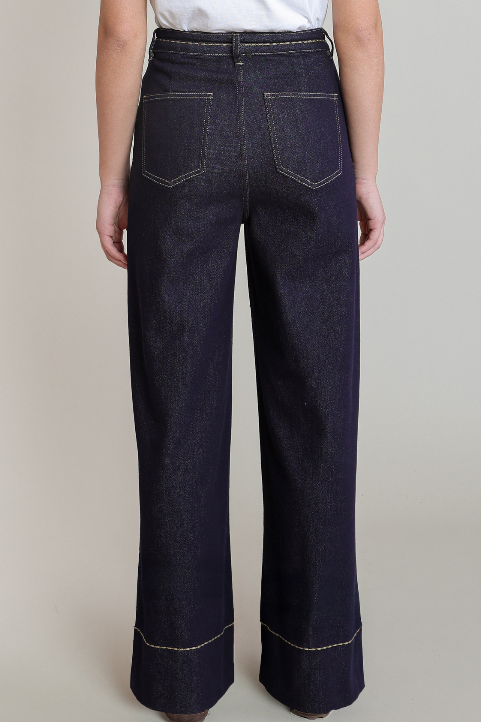 Dex Halls Stitch Detail Wide Leg Jeans