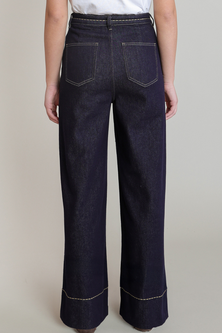 Dex Halls Stitch Detail Wide Leg Jeans