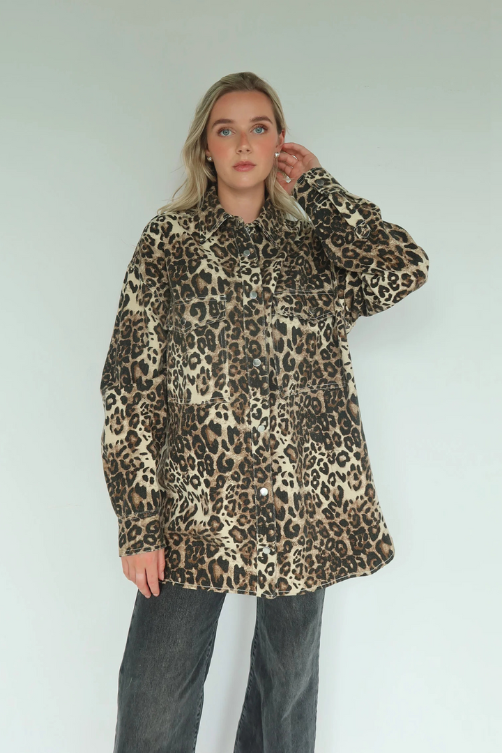 Shania Denim Jacket in Leopard