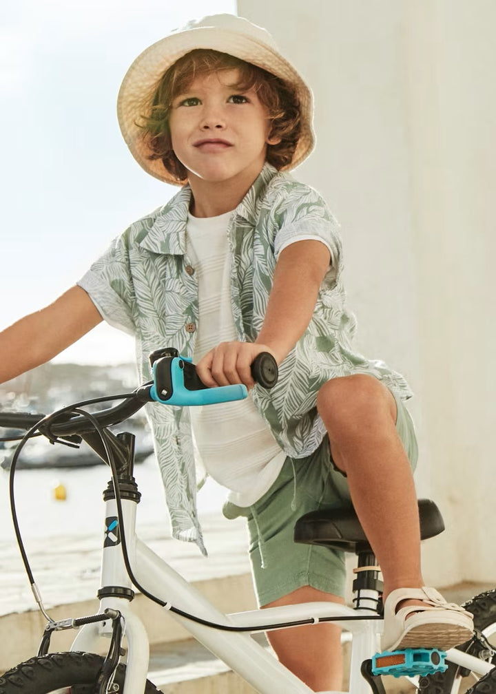 Tropical print button shirt