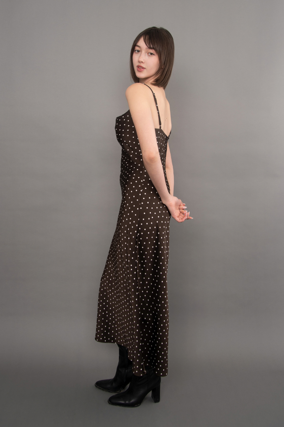 RD Style Cartier Printed Satin Cowl Neck Dress
