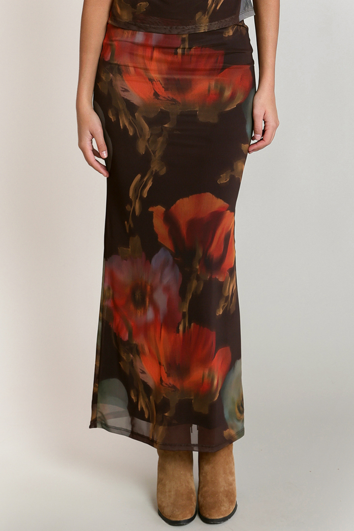 Dex Ayla Mesh Floral Skirt