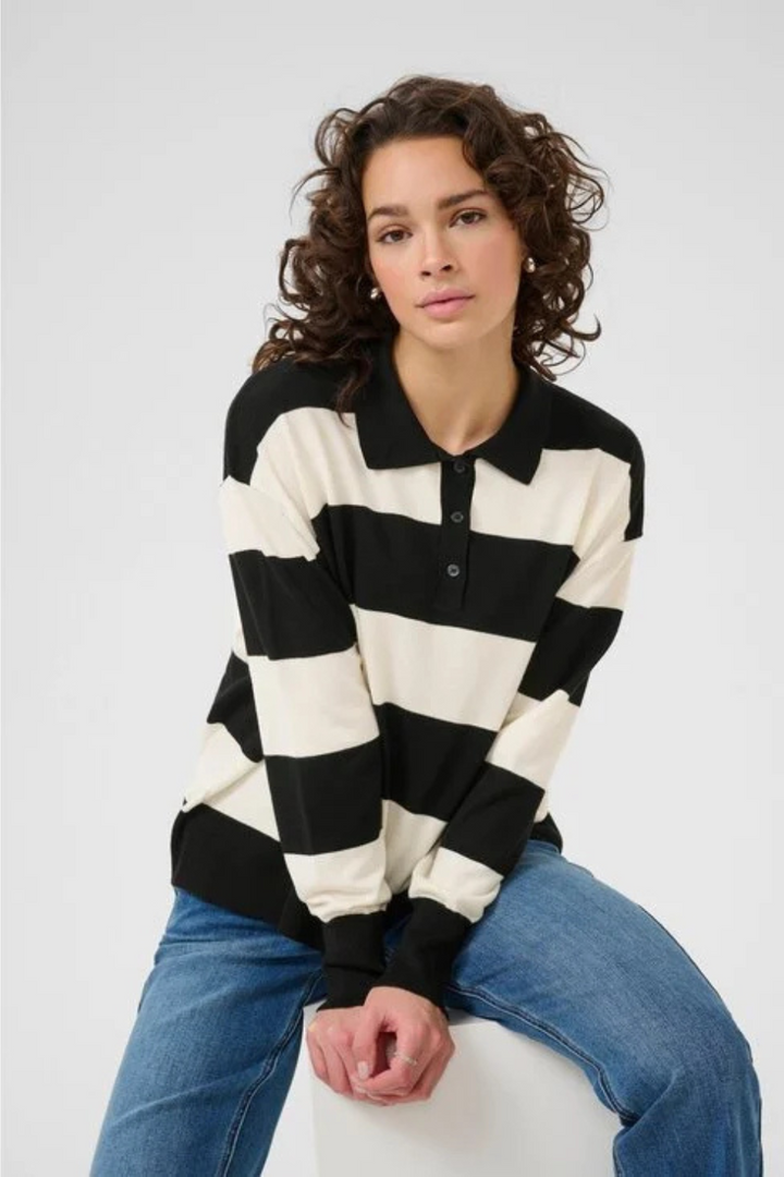 Lizza Striped Polo Pullover