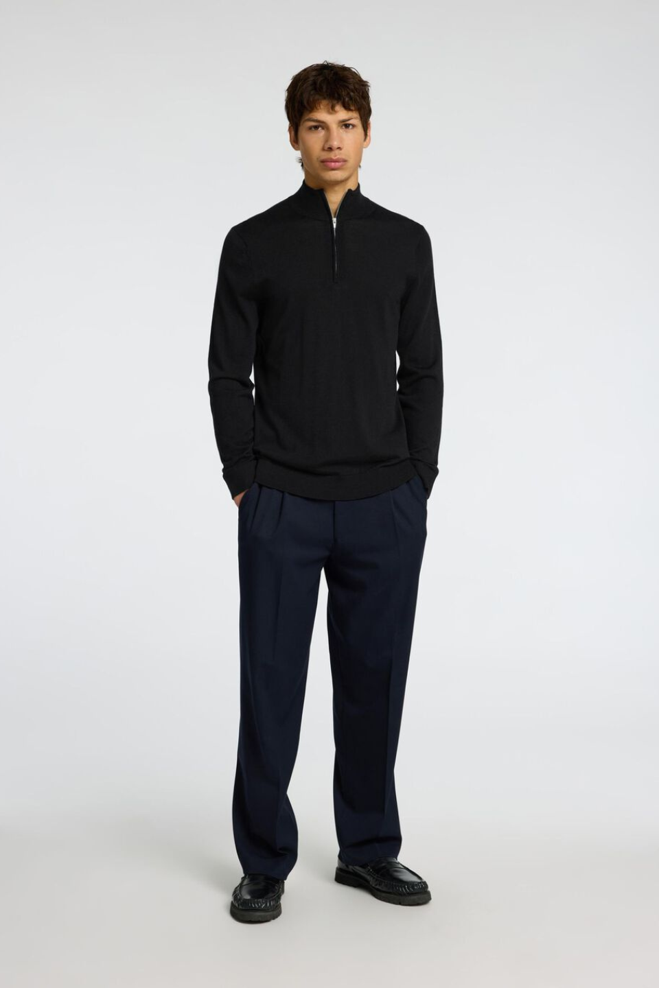 100% MERINO WOOL HALF-ZIP JUMPER