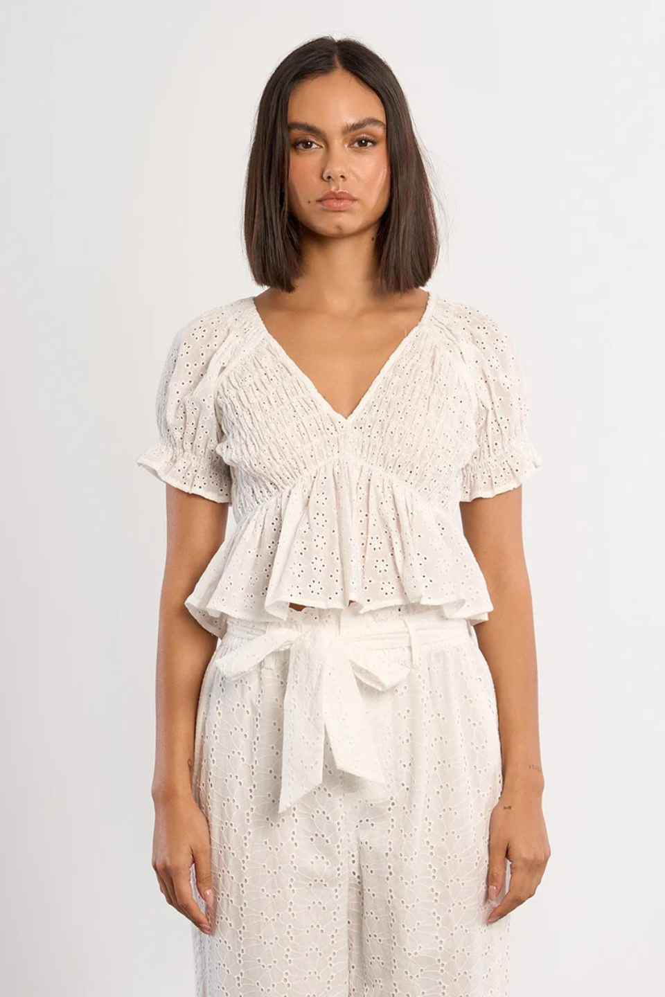 MOLLY BRACKEN Broderie anglaise crop top - Hot Peppers Clothing