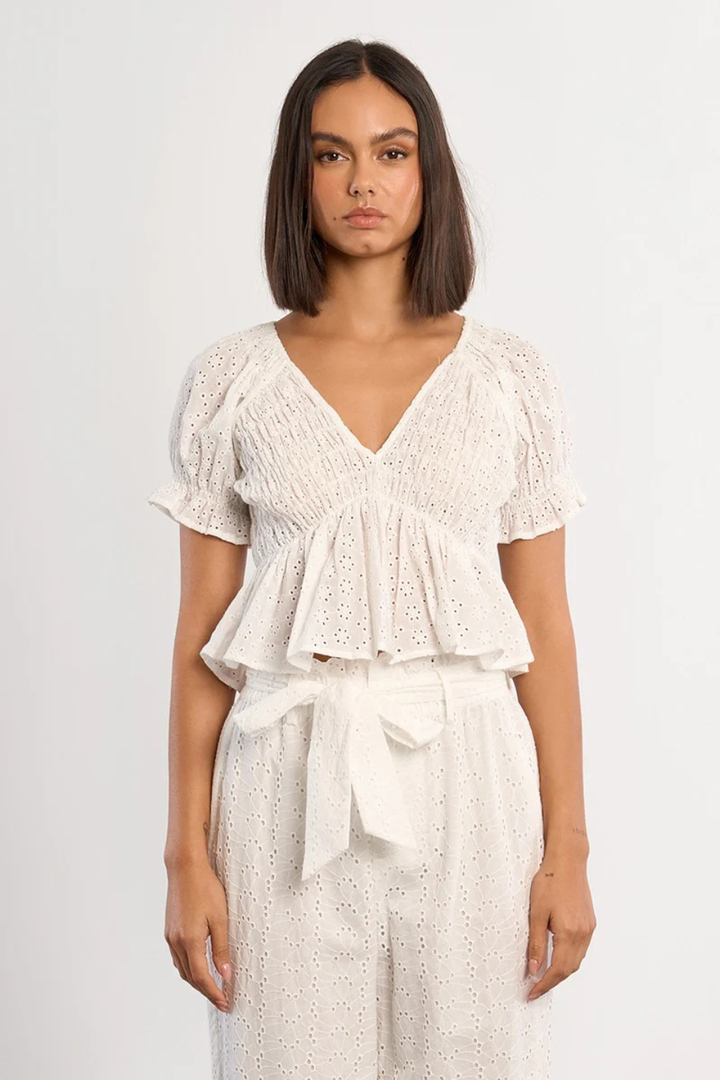 MOLLY BRACKEN Broderie anglaise crop top - Hot Peppers Clothing