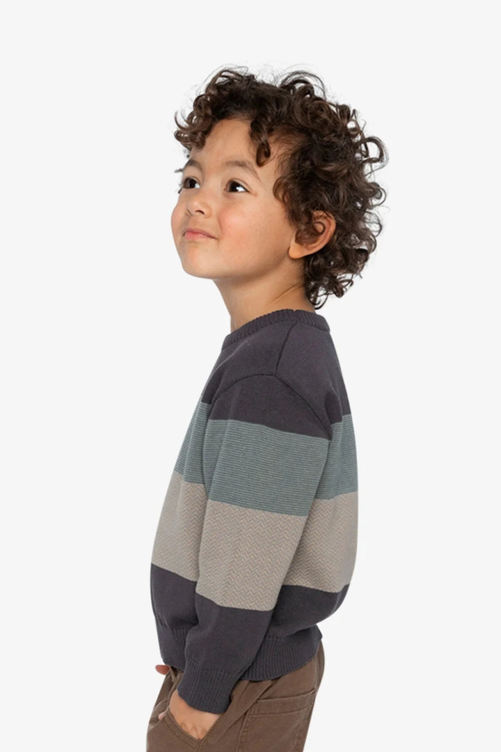 Deux Par Deux Knit Sweater Black And Beige