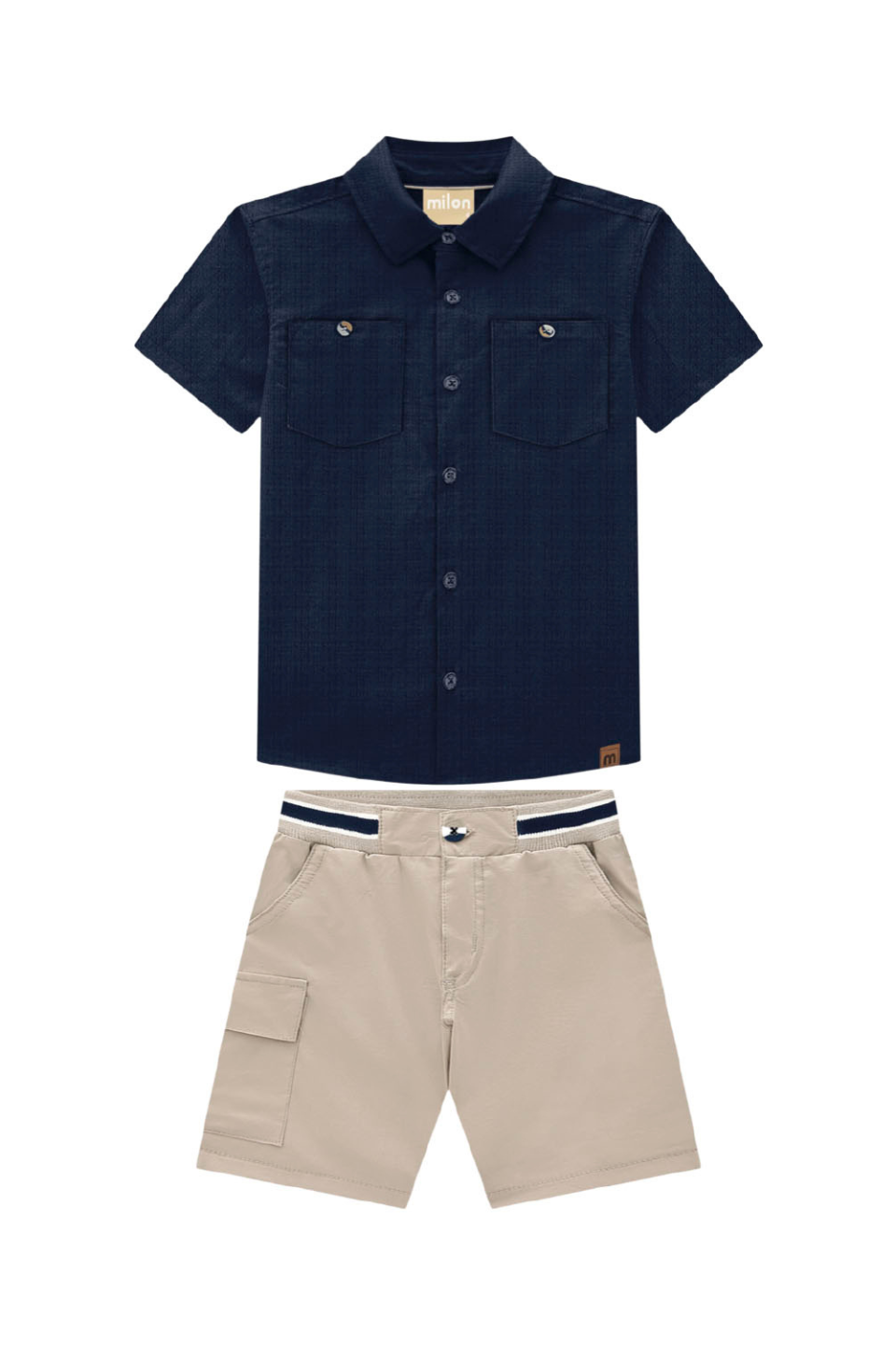 Milon Boy's Navy Short Sleeve Button-Up MILON