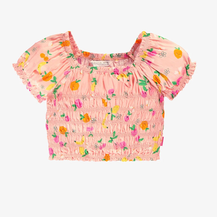 Pink honeycomb tank top in viscose with all over print
