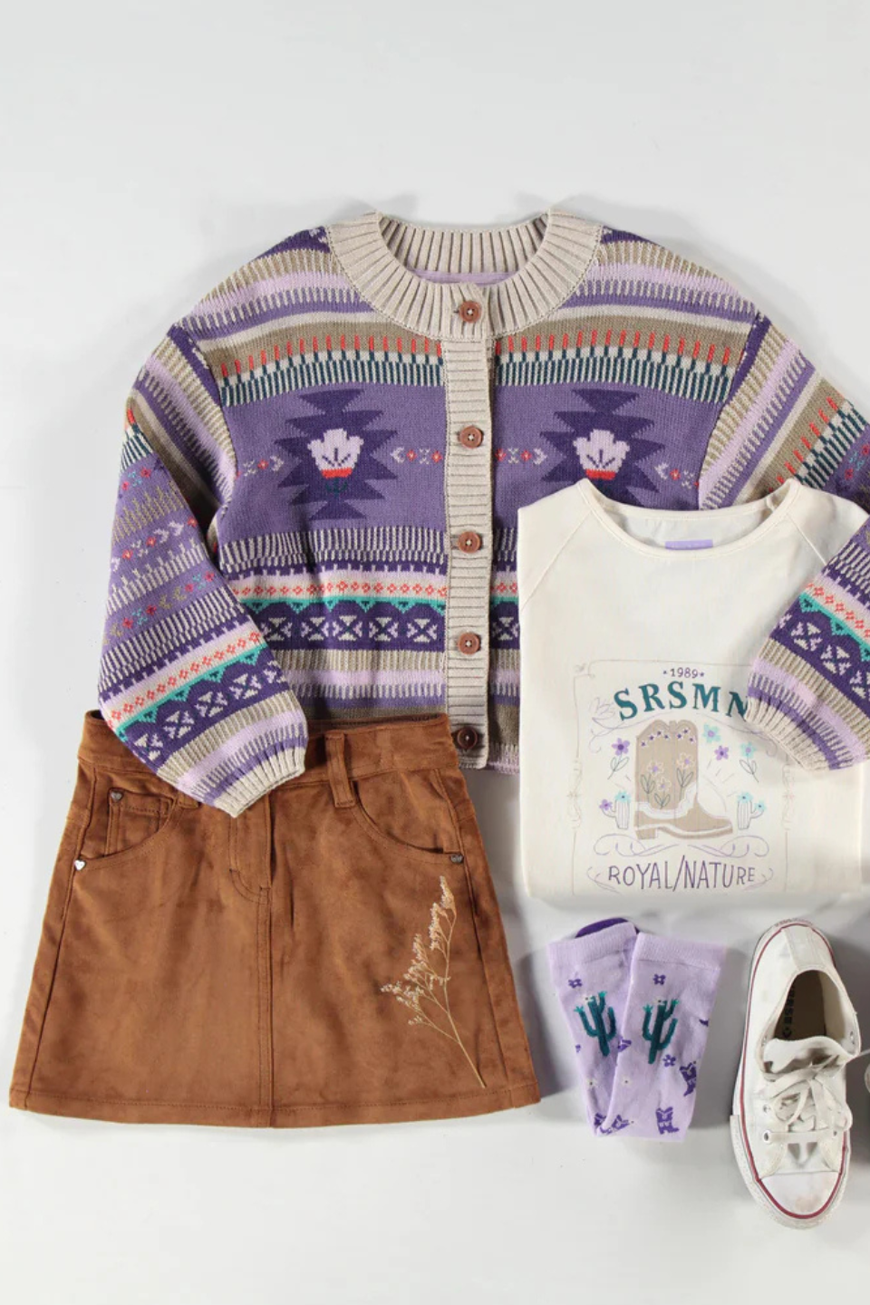 Brown faux suede skirt