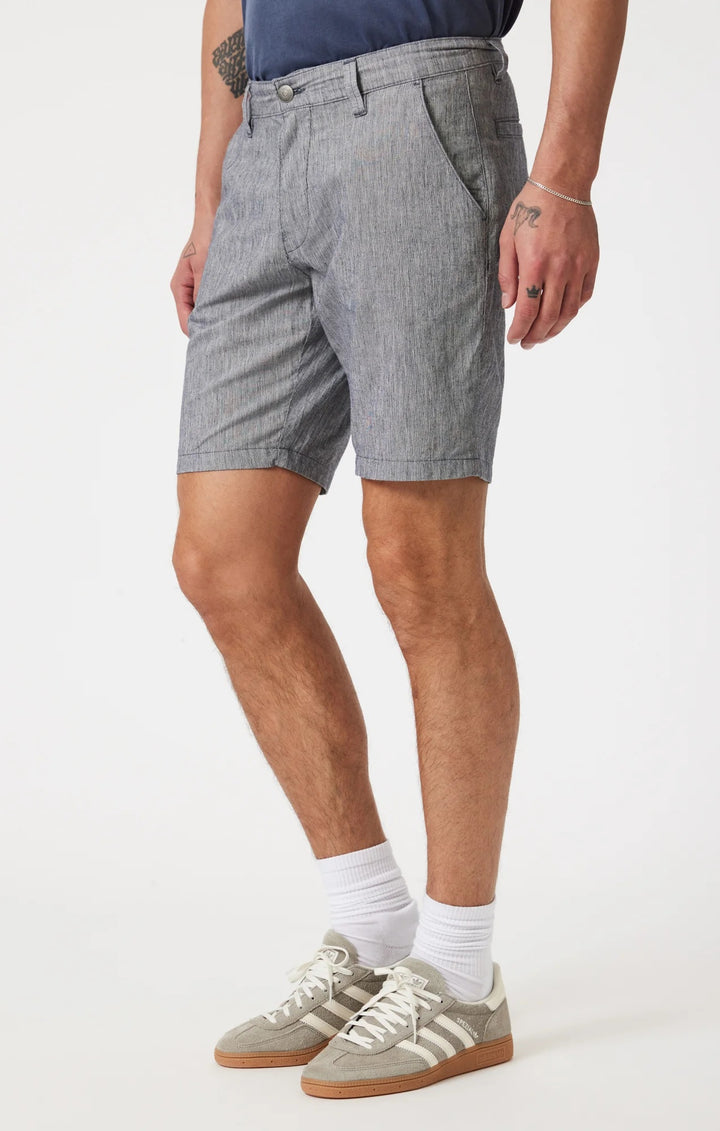 Noah 9" inseam Shorts | Navy Linen Stripe