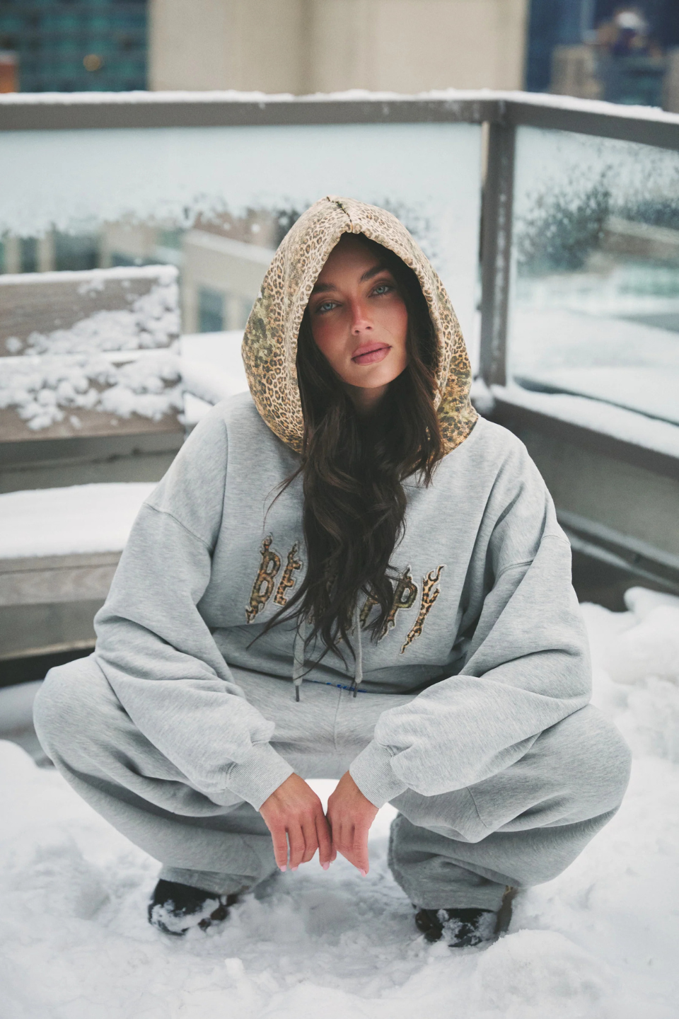 SABBI THE BE HAPPY LEOPARD HOODIE