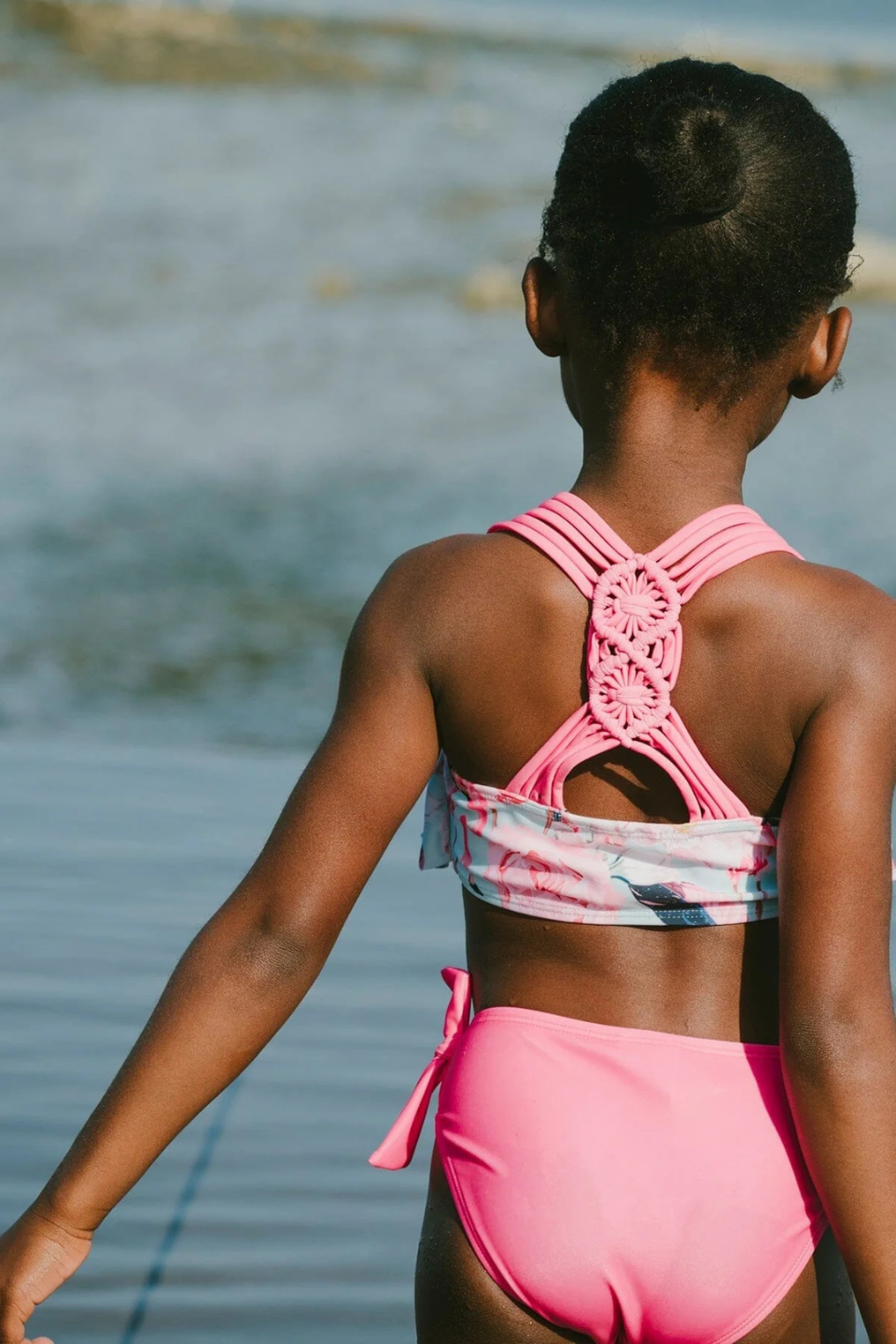 Two-Piece Swimsuit Blue Flamingo Print