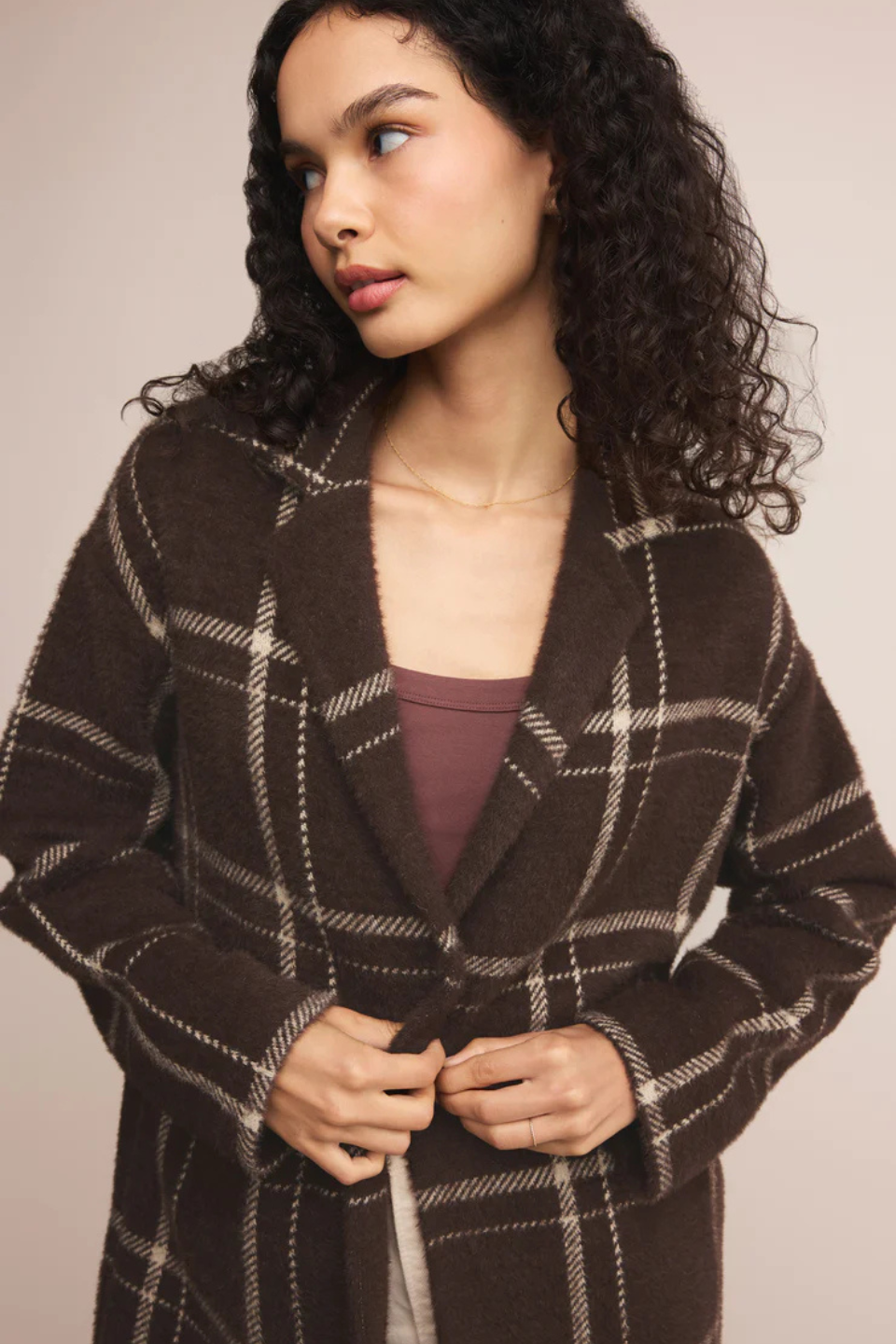 Mason Knit Plaid Coat