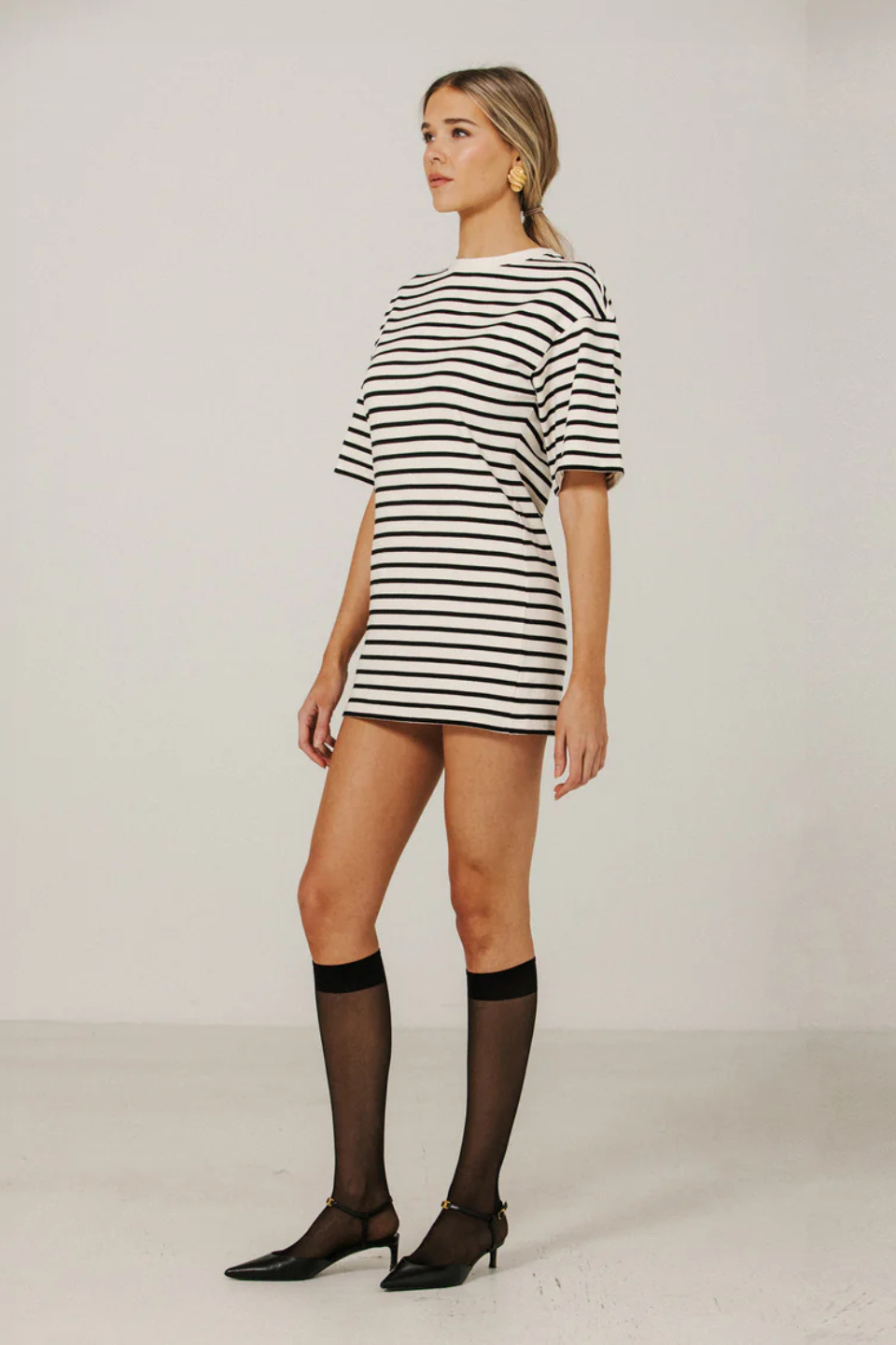 BRUNETTE The Label Striped T-Shirt Mini Dress - Hot Peppers Clothing