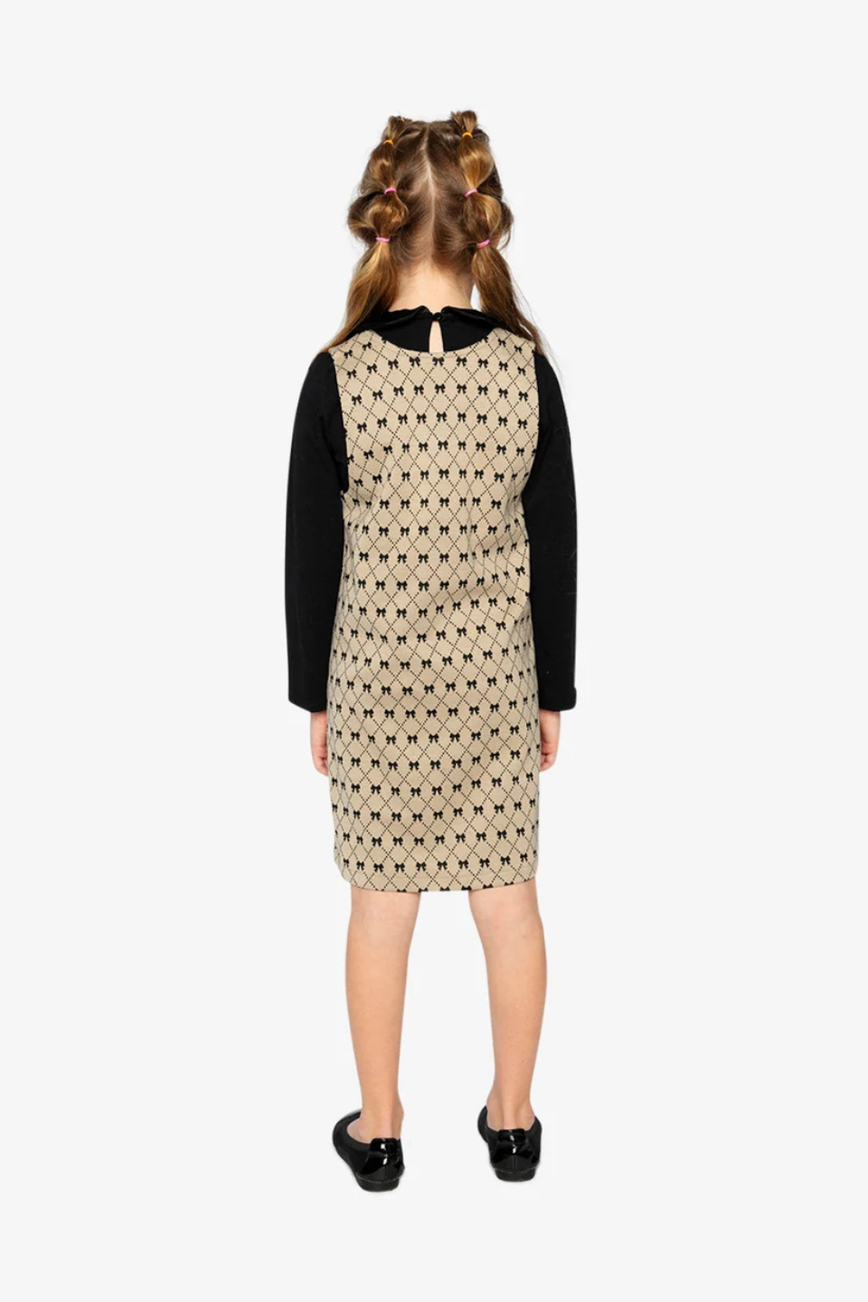 Deux Par Deux Jumper Beige Bow Tie Print