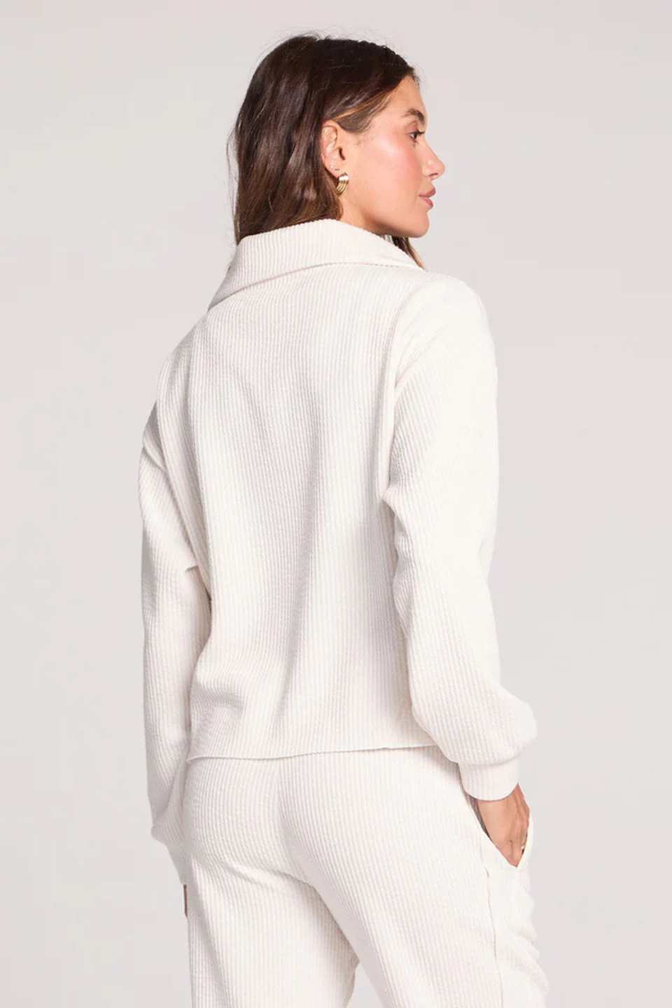SALTWATER LUXE Half Zip Ecru Seam Pullover - Hot Peppers Clothing