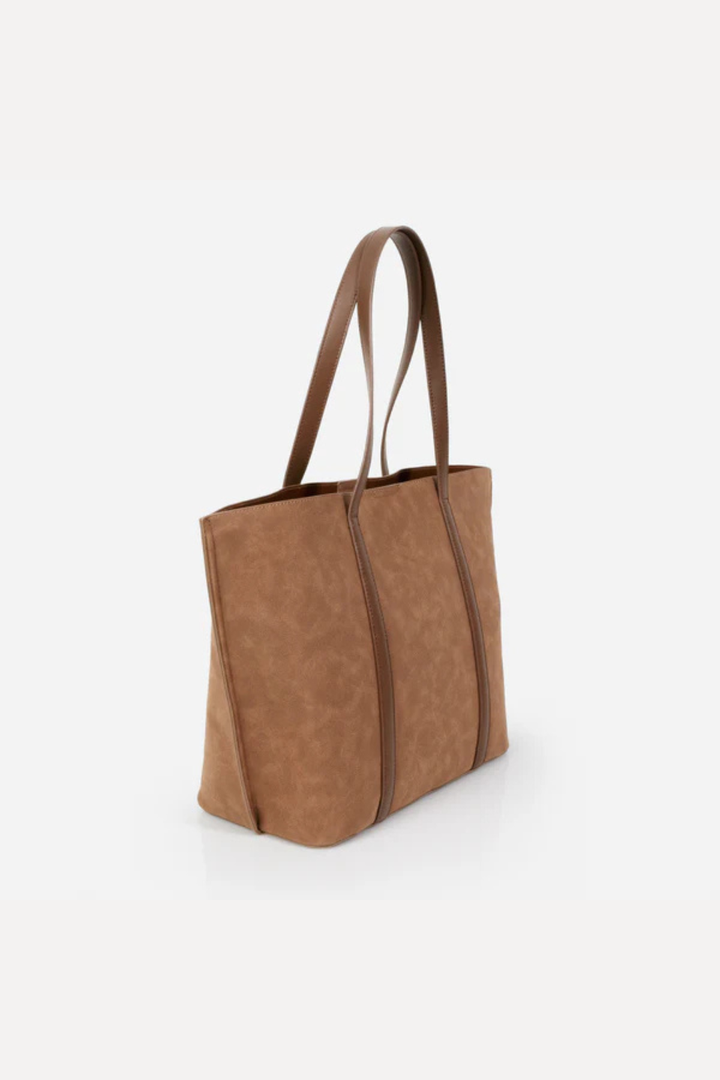 Pale brown suede-effect handbag - Hot Peppers Clothing