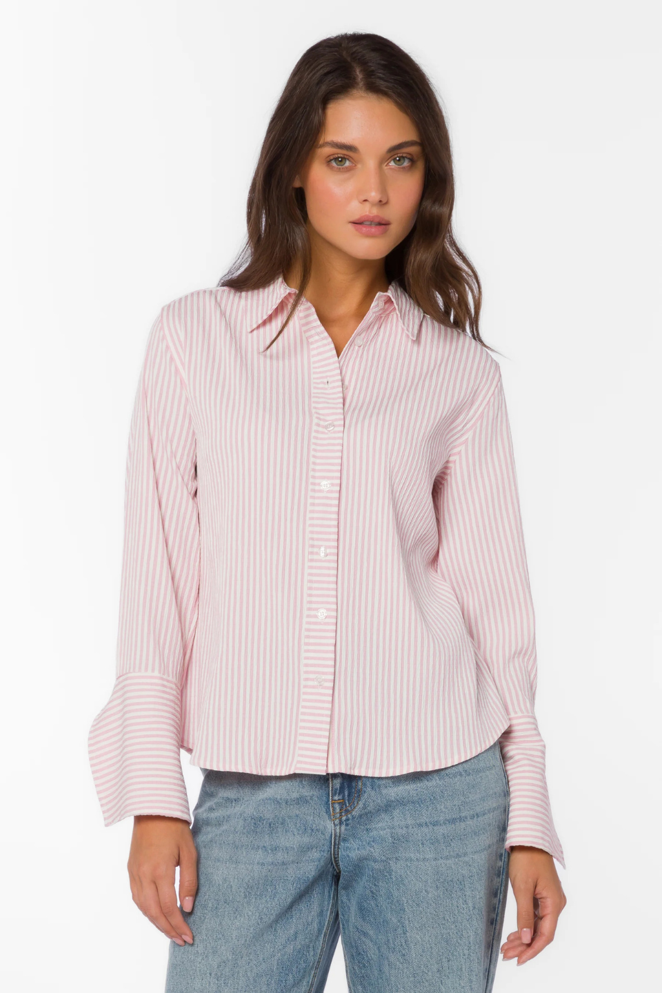 Amaya Pink Stripe Shirt - Hot Peppers Clothing