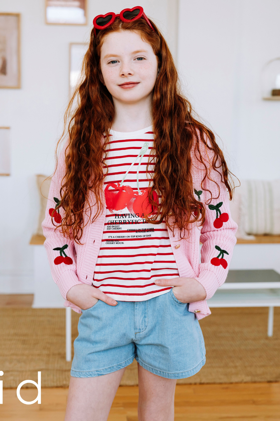 Girls’ Pink Fruit Appliqué Cardigan - Hot Peppers Clothing