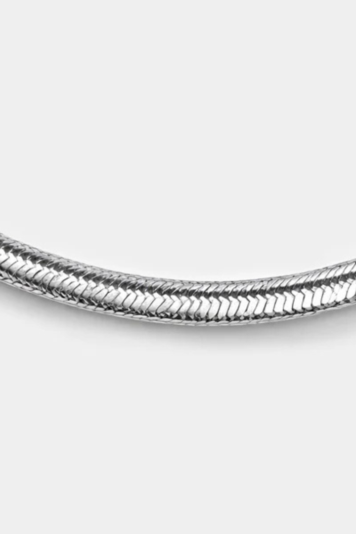 BIZOU Silver Chain Flat Stainless Steel Snake Mesh BIZOU