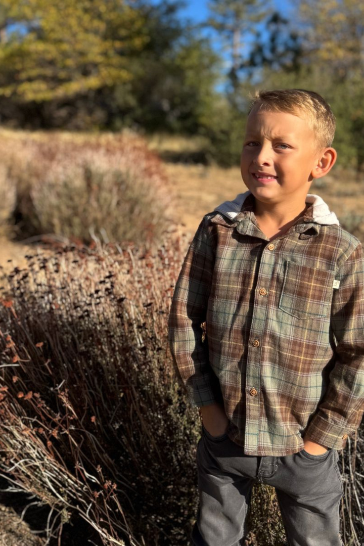 Me &amp; Henry Erin hooded shirt plaid