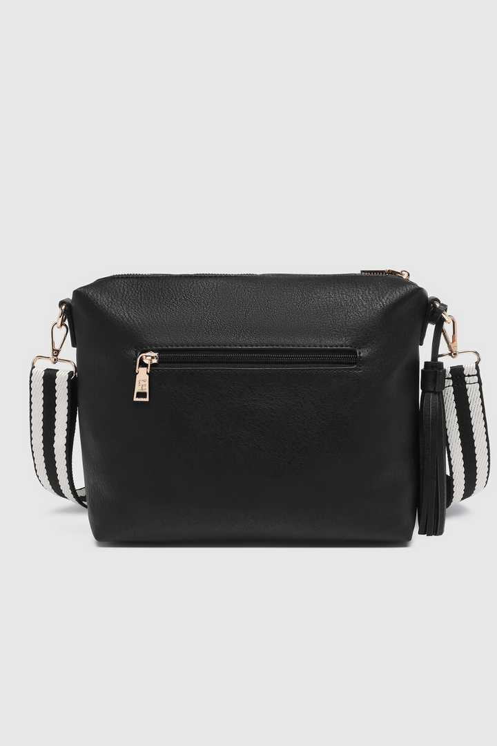 Daisy Stripe Crossbody Bag in Black
