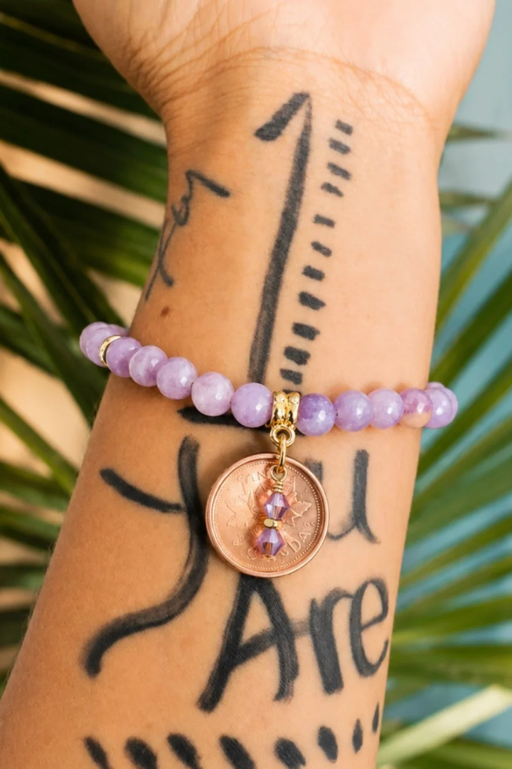 DBL Designs Peace Purple Lucky Penny Bracelet