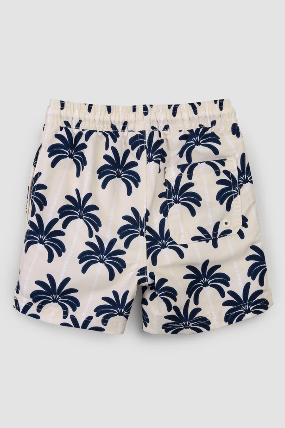 Palm Trees Print on Beige Swim Trunks - Hot Peppers Clothing