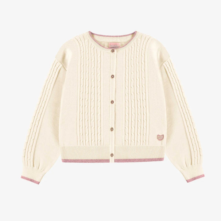 Cream Knit Cardigan With Vertical Twists