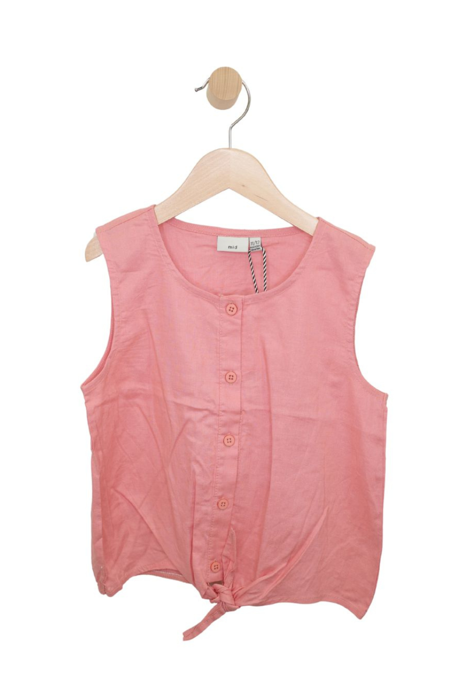 Girls’ Coral Button-Front Tank Top with Tie - Hot Peppers Clothing