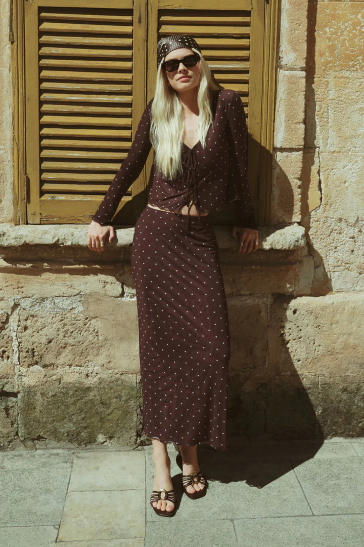Z Supply Eda Polka Dot Mesh Midi Skirt