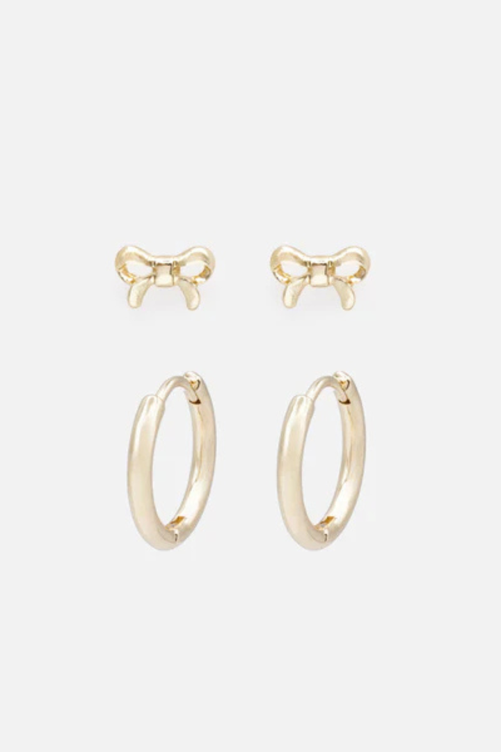 BIZOU Duo of small gold hoop earrings &amp; huggies BIZOU