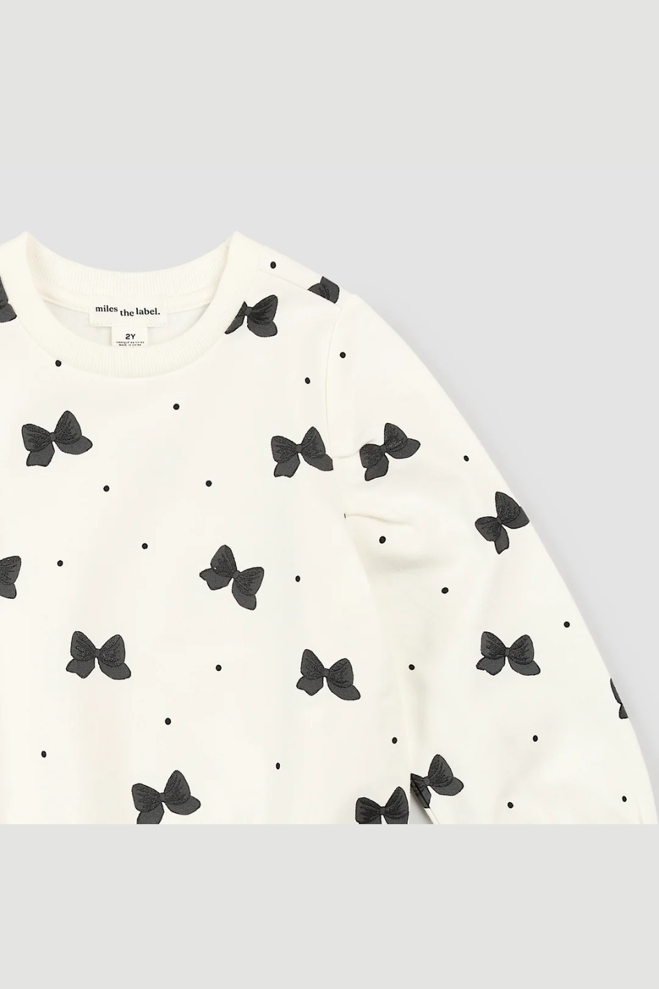 Glitter Bow Print on Off-White Sweatshirt