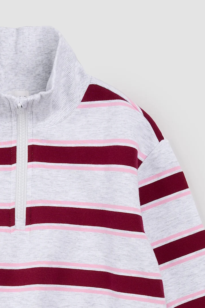 Miles The Label  Stripe Collared Quarter Zip Pull-Over