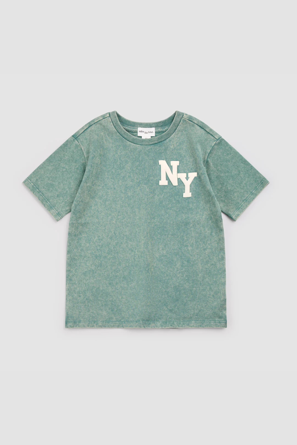 NYC Puff Print on Green Acid Wash T-Shirt - Hot Peppers Clothing