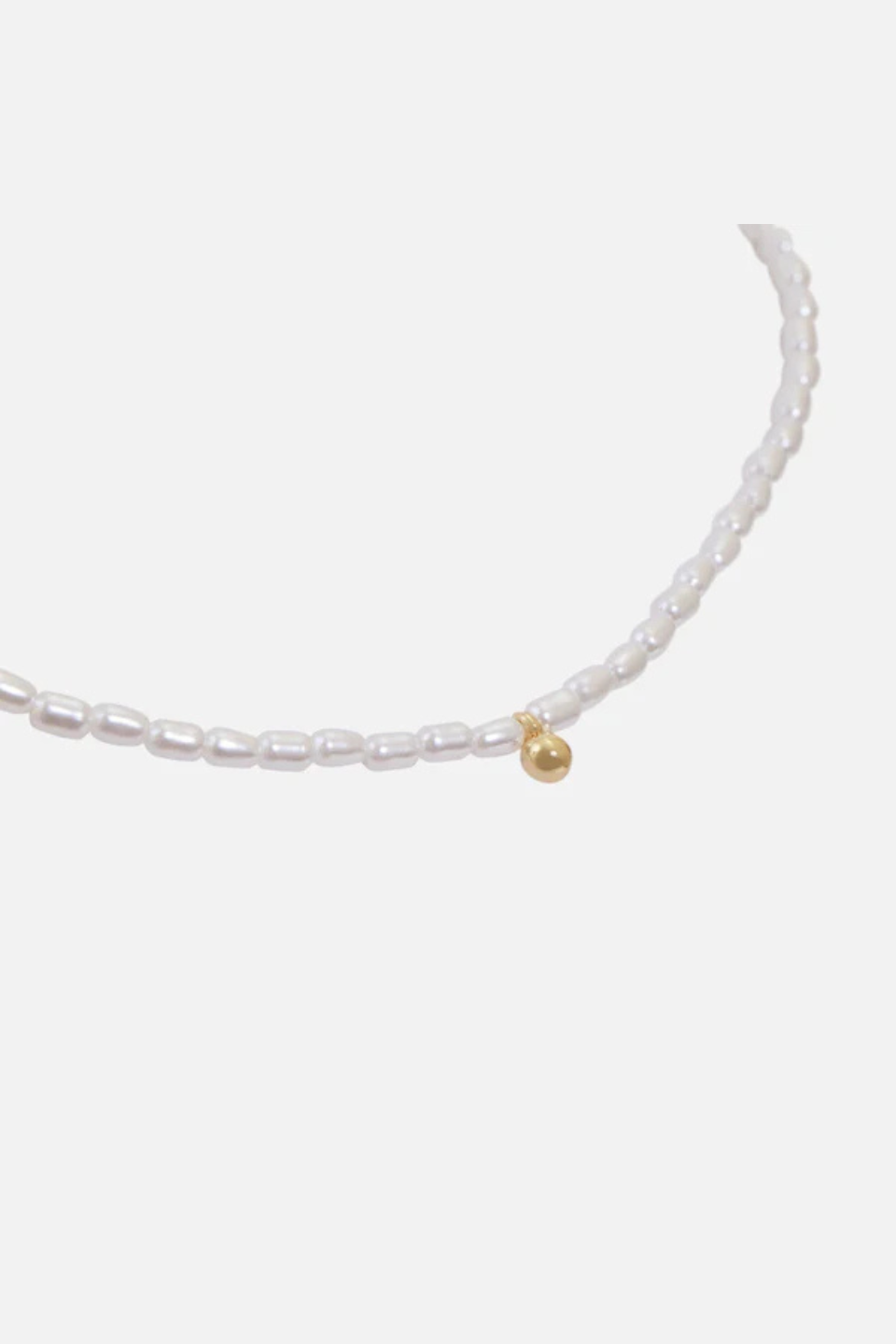 Synthetic pearl necklace and golden ball charm - Hot Peppers Clothing