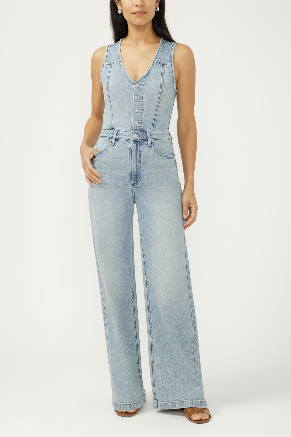 SILVER Wide Leg Vest Jumpsuit - Hot Peppers Clothing