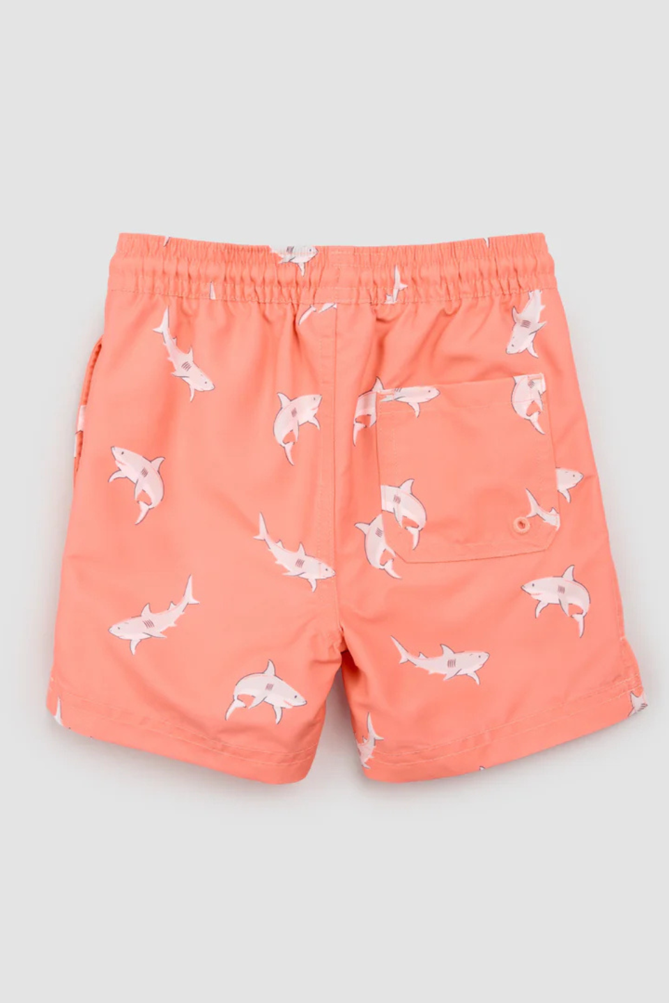 Sharks Print on Coral Swim Trunks - Hot Peppers Clothing