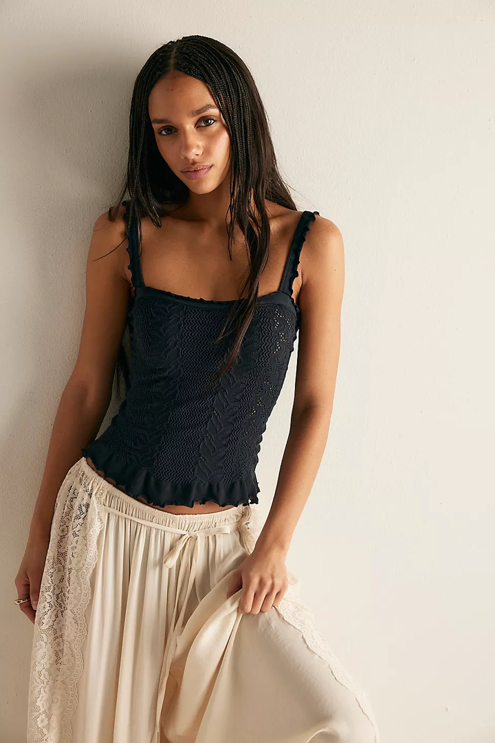 Free People So Soft Frill Square Neck Tank FREE PEOPLE